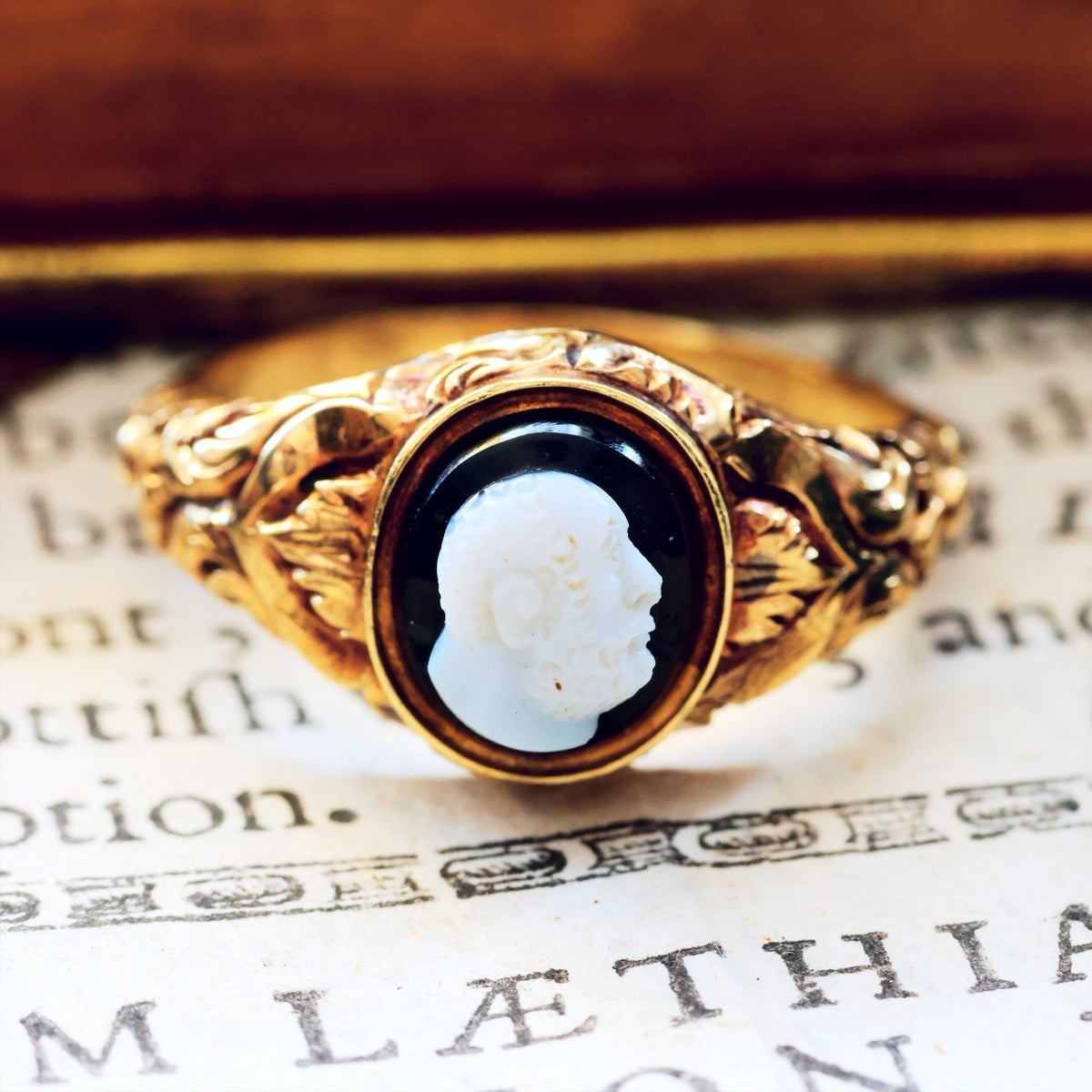 Interesting Antique Hardstone Cameo Ring of Aristotle