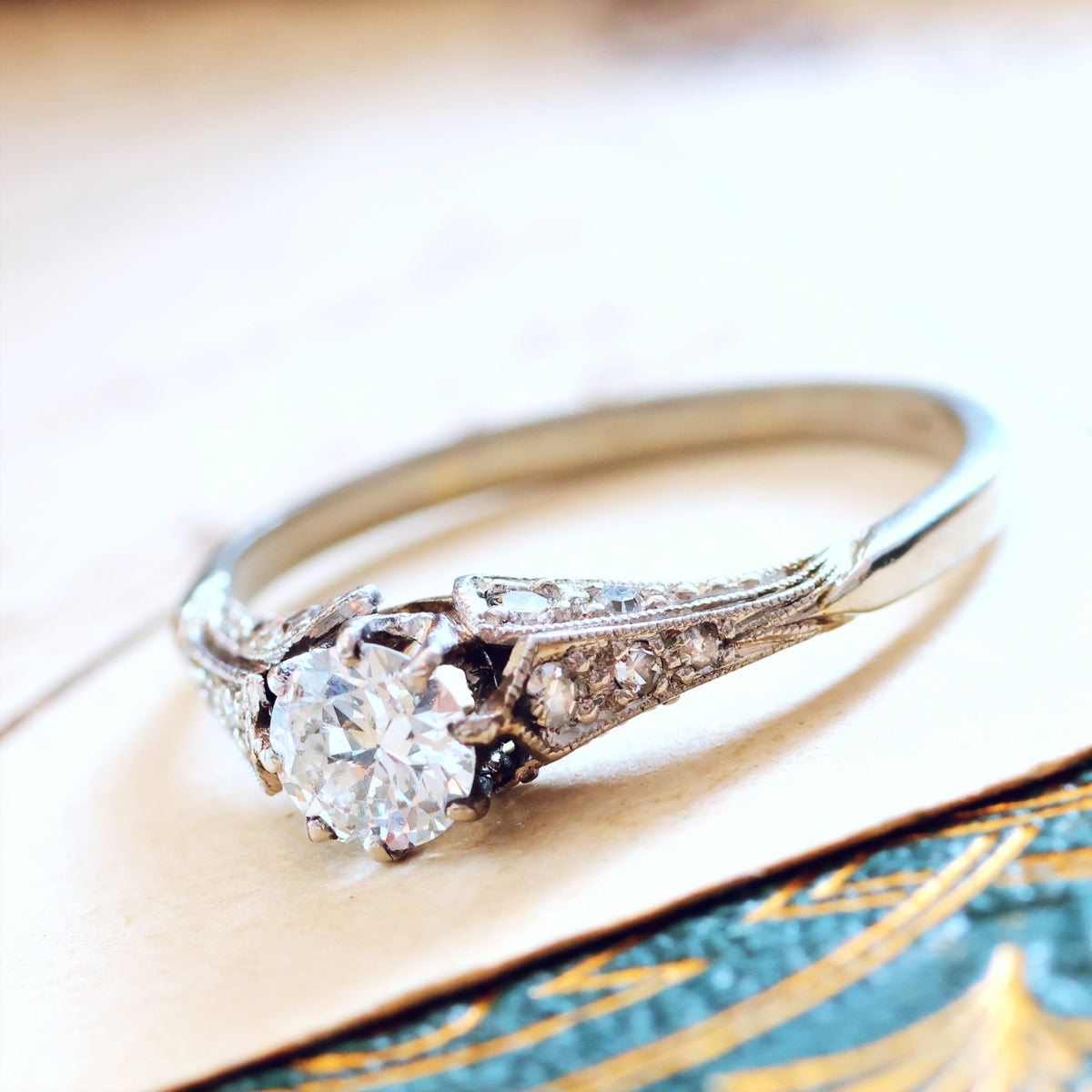 Finest Hand Crafted Vintage Diamond Engagement Ring