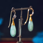 Vintage Jade & Diamond Drop Earrings