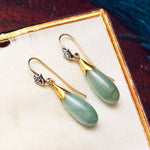 Vintage Jade & Diamond Drop Earrings