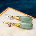 Vintage Jade & Diamond Drop Earrings