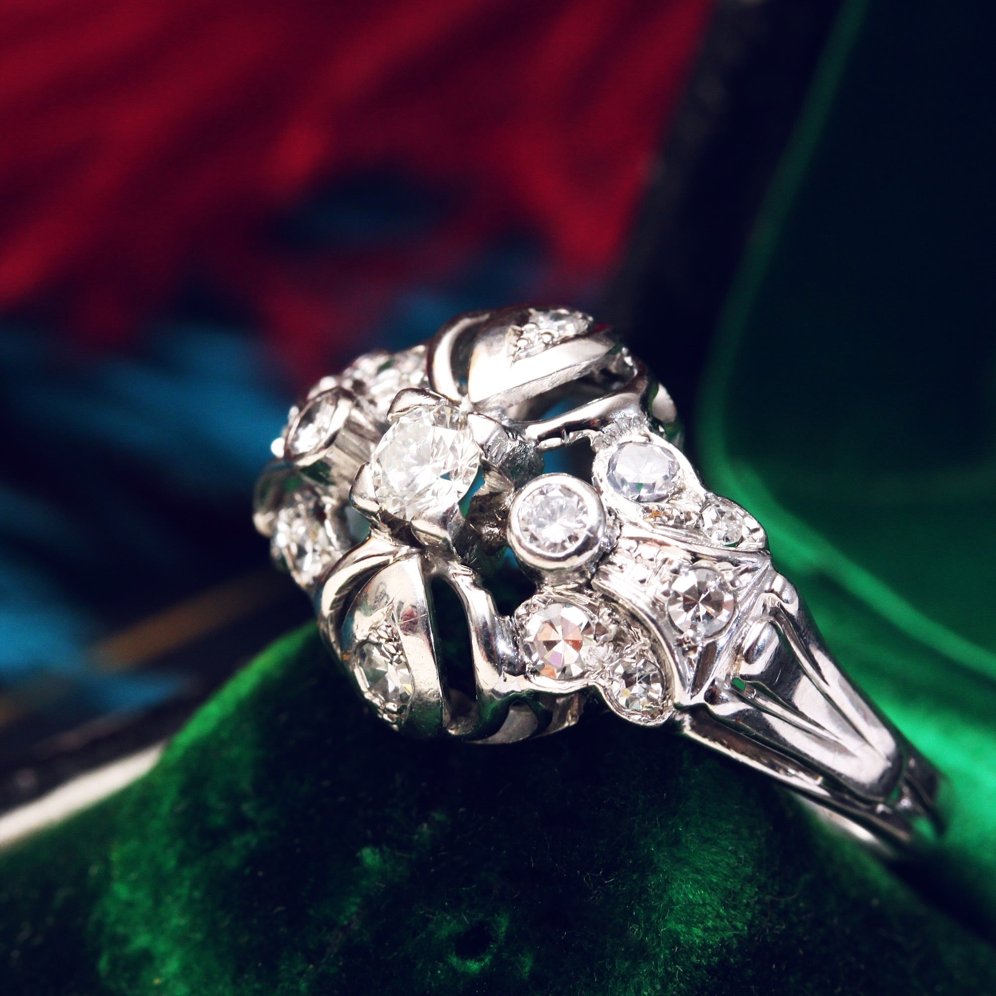 Nouveau Platinum Filigree & Diamond Cocktail Ring | Exquisite Jewelry for  Every Occasion | FWCJ