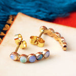 Unusual Modernist Style Vintage Crystal Opal Earrings