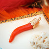 Antique Red Coral Cornicello Amulet