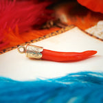 Antique Red Coral Cornicello Amulet