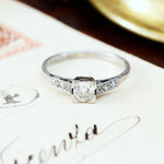 Vintage Square Bezel Art Deco Diamond Solitaire