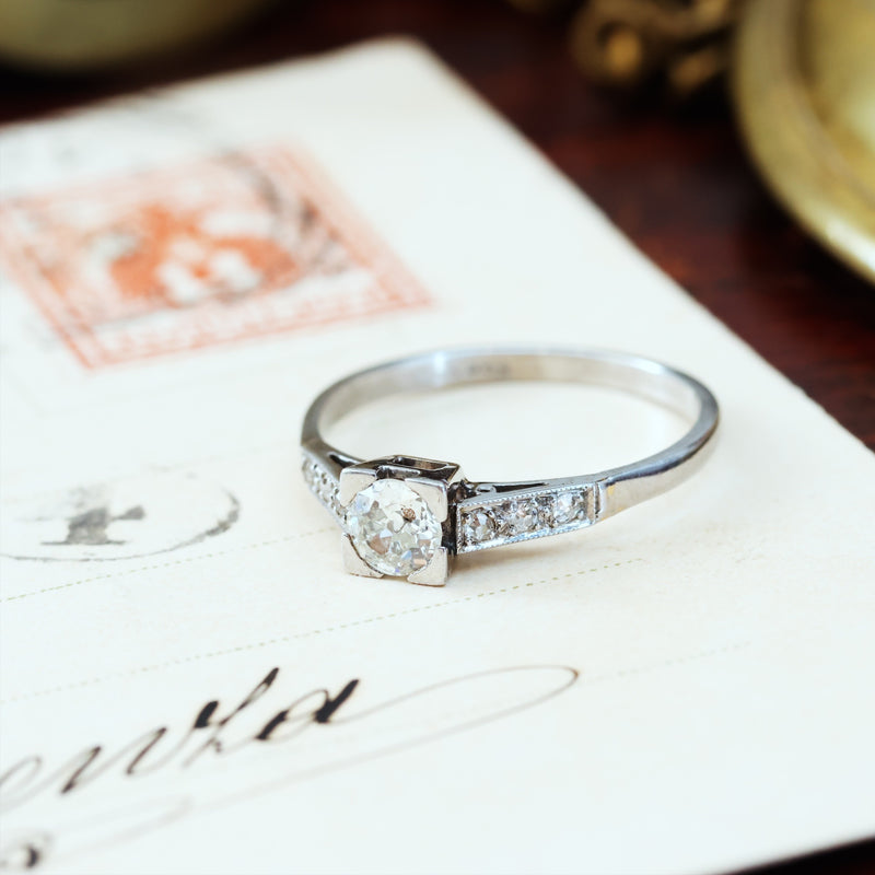 Vintage Mid Century Platinum Diamond Engagement Ring