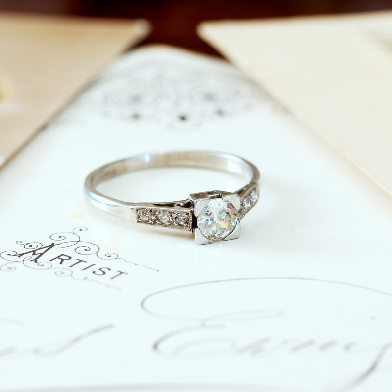 Vintage Mid Century Platinum Diamond Engagement Ring