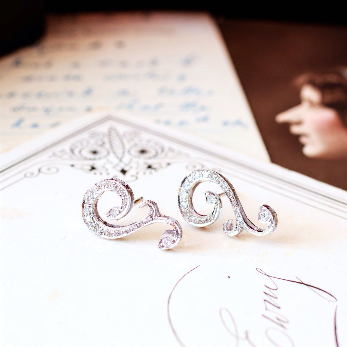 Vintage Sparkles! Diamond Ear Climber Earrings