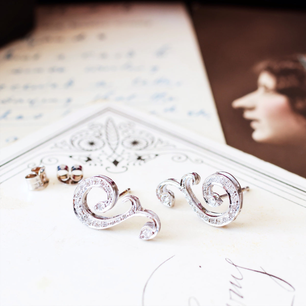 Vintage Sparkles! Diamond Ear Climber Earrings