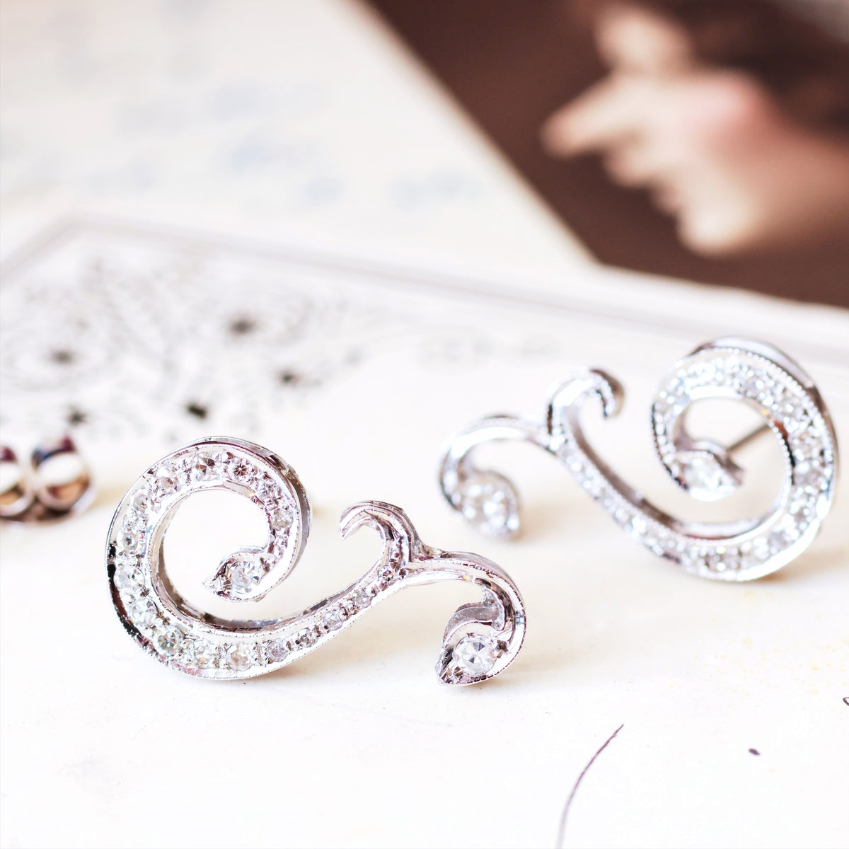 Vintage Sparkles! Diamond Ear Climber Earrings
