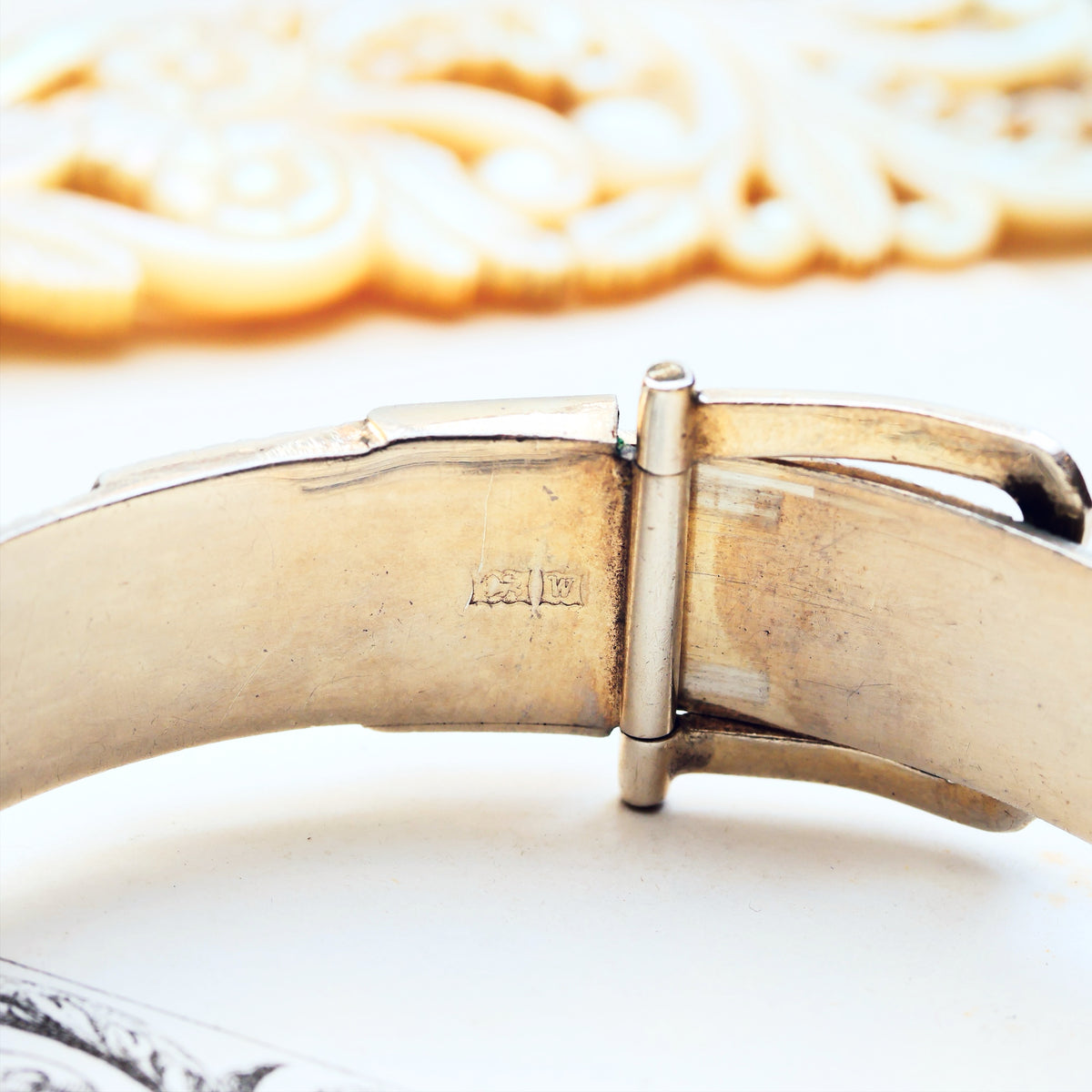 Statement Date 1973 Bark Effect Silver Bangle