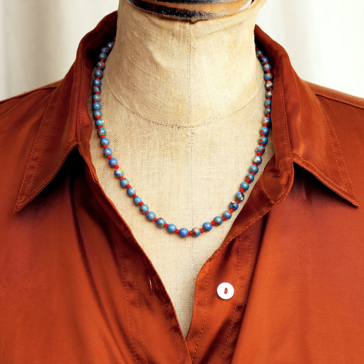 Vintage Chinese Cloisonne Bead Necklace