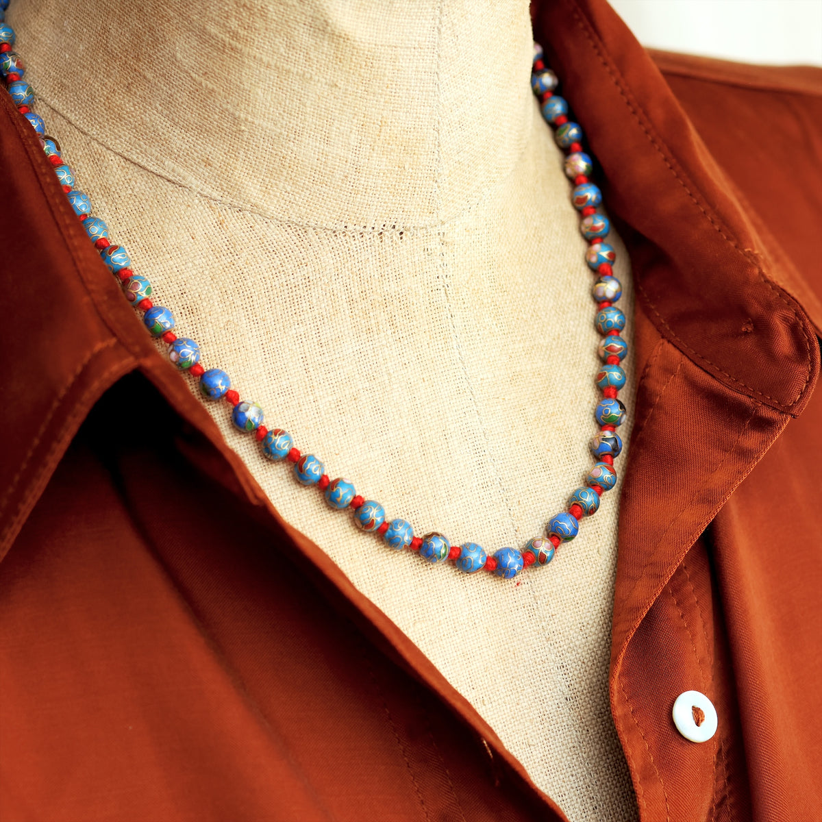 Vintage Chinese Cloisonne Bead Necklace