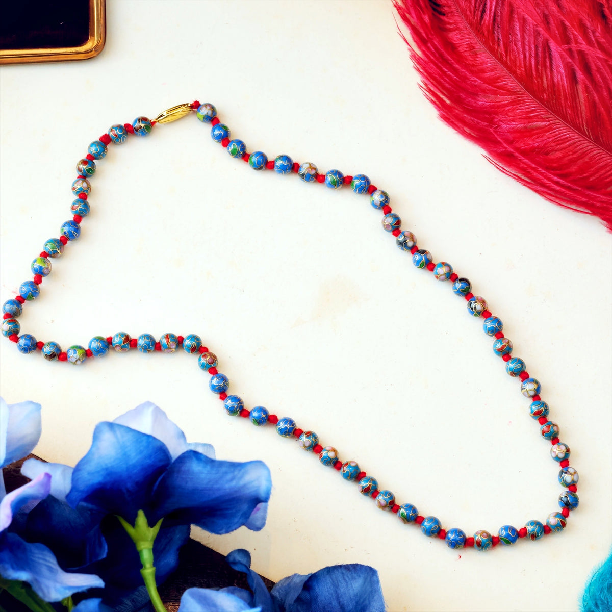Vintage Chinese Cloisonne Bead Necklace