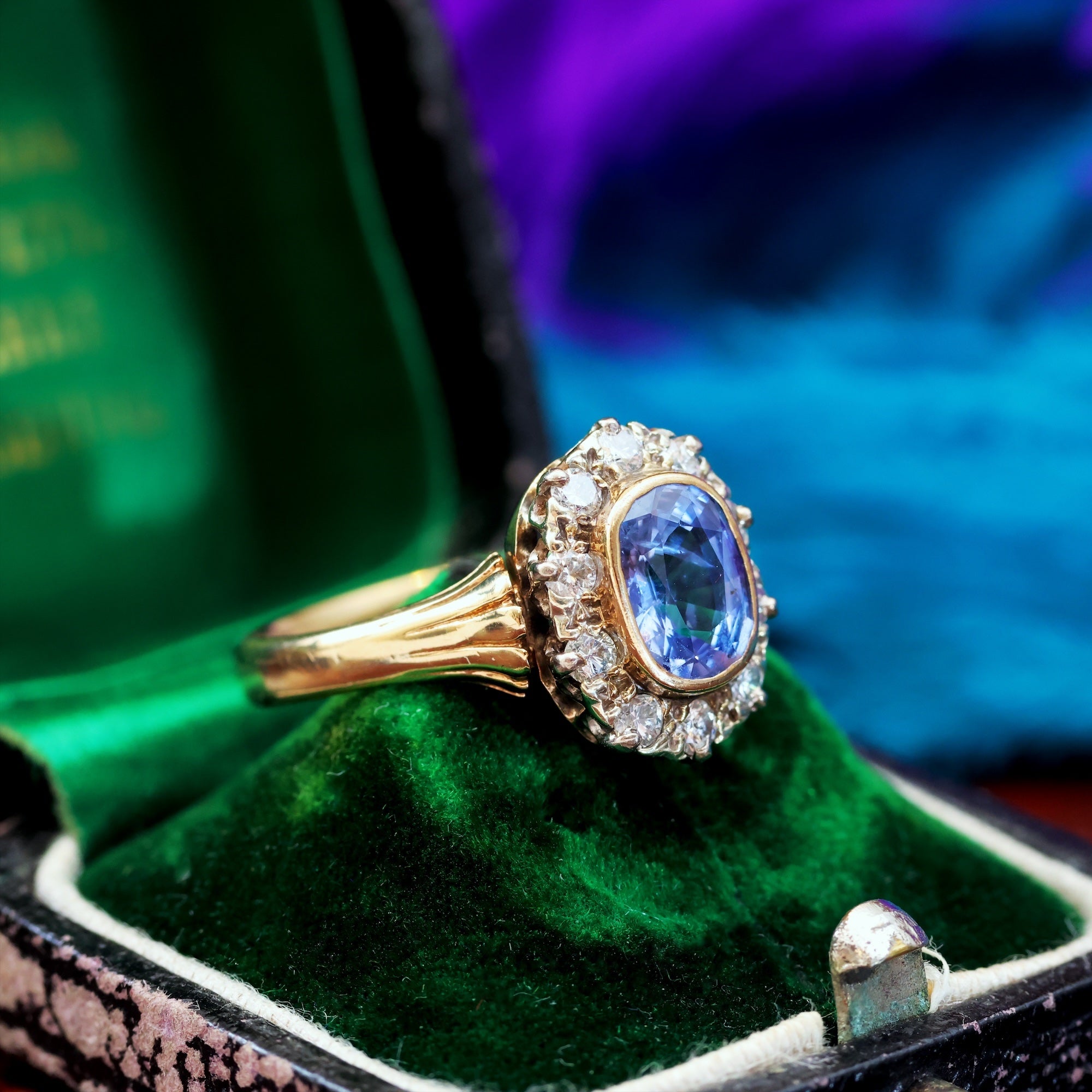 Diamond & Blue Sapphire Antique Ring — J. Sampieri