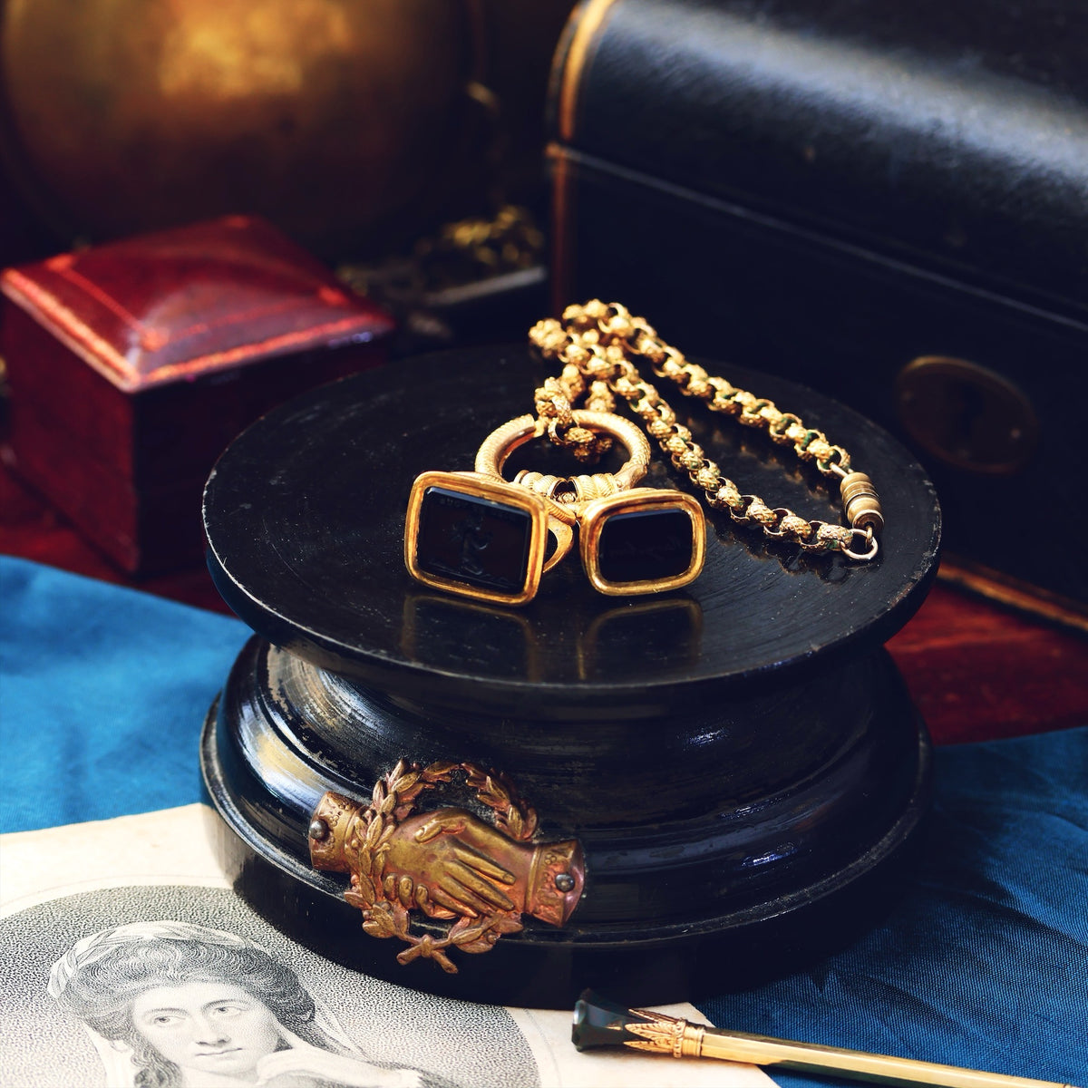 Statement HUGE Antique Georgian Fobs on Ouroboros Split Ring