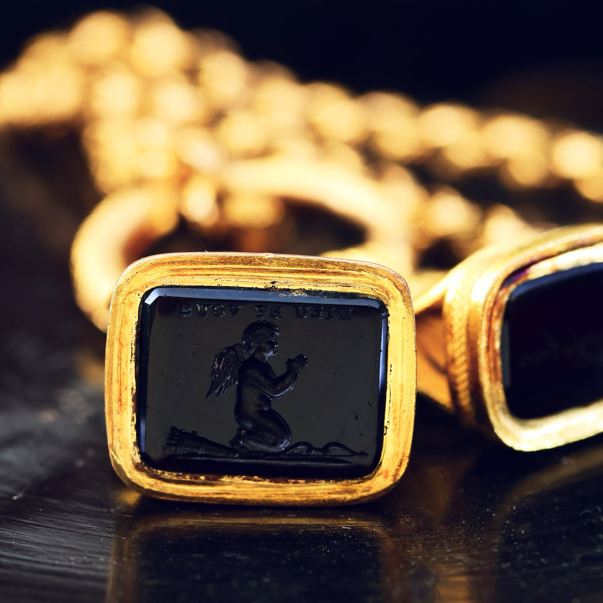 Statement HUGE Antique Georgian Fobs on Ouroboros Split Ring