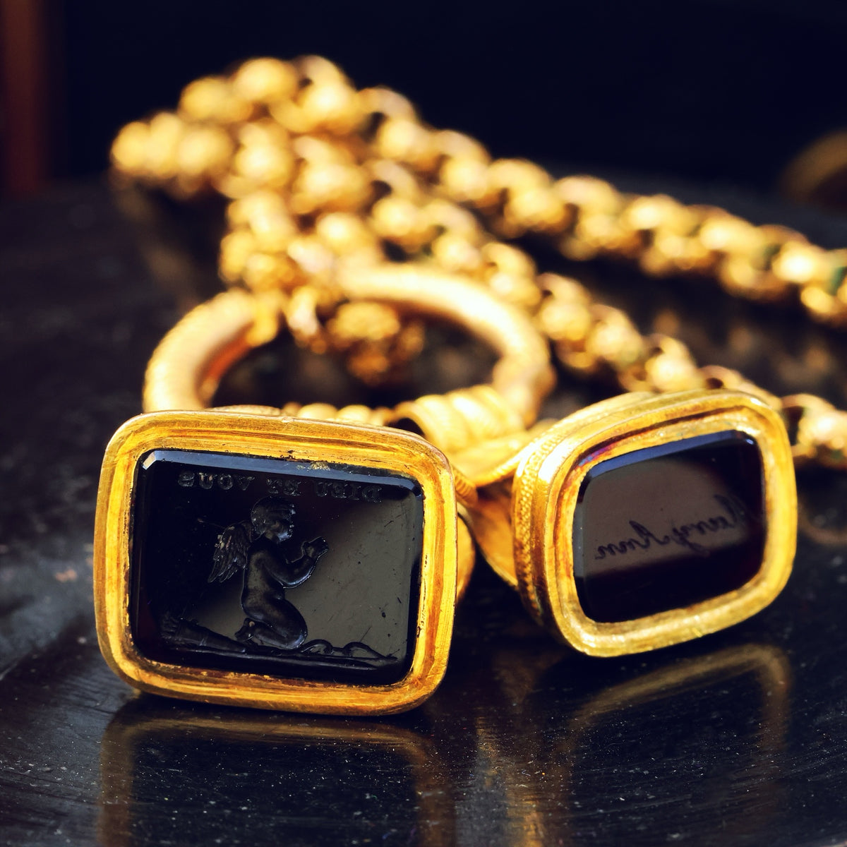Statement HUGE Antique Georgian Fobs on Ouroboros Split Ring