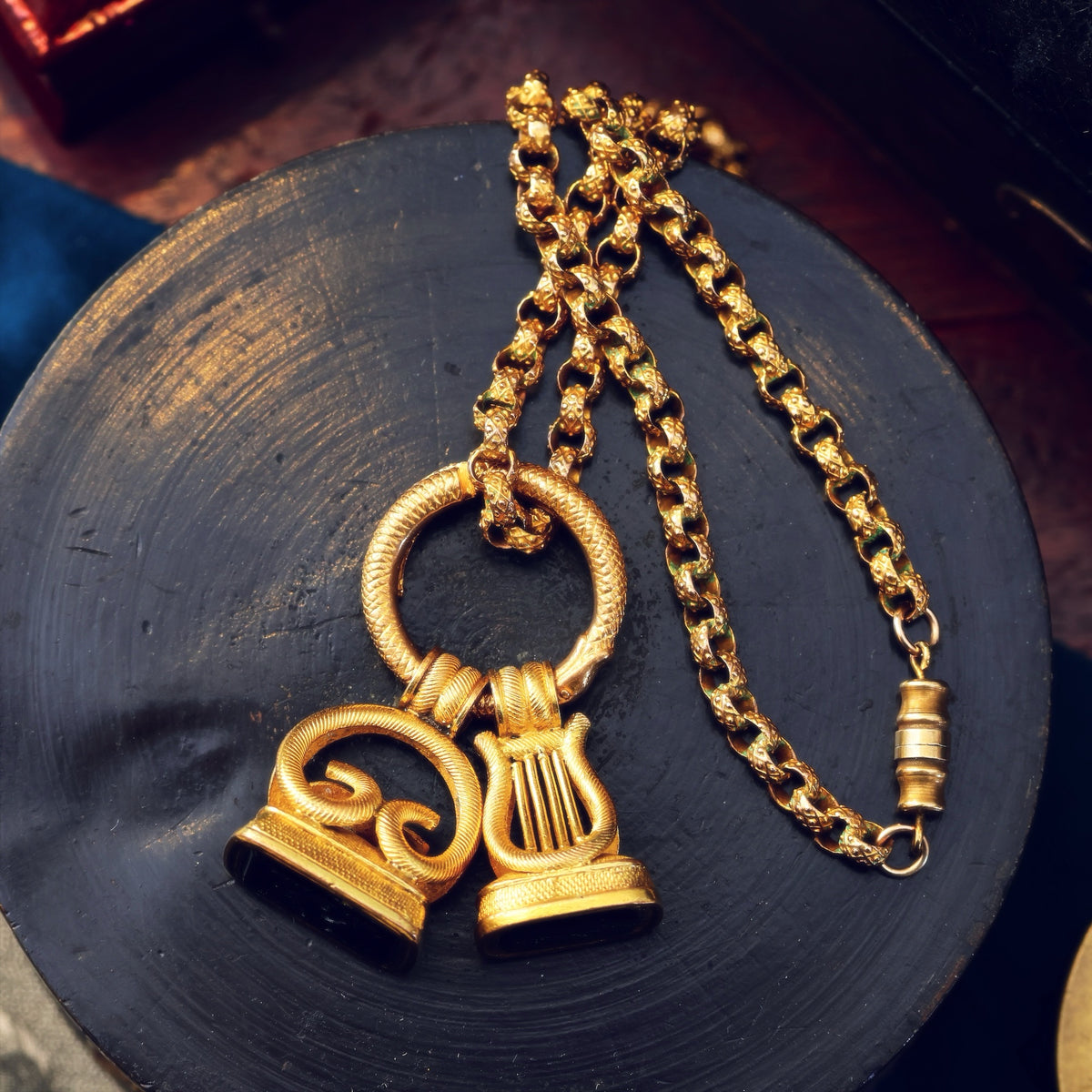 Statement HUGE Antique Georgian Fobs on Ouroboros Split Ring