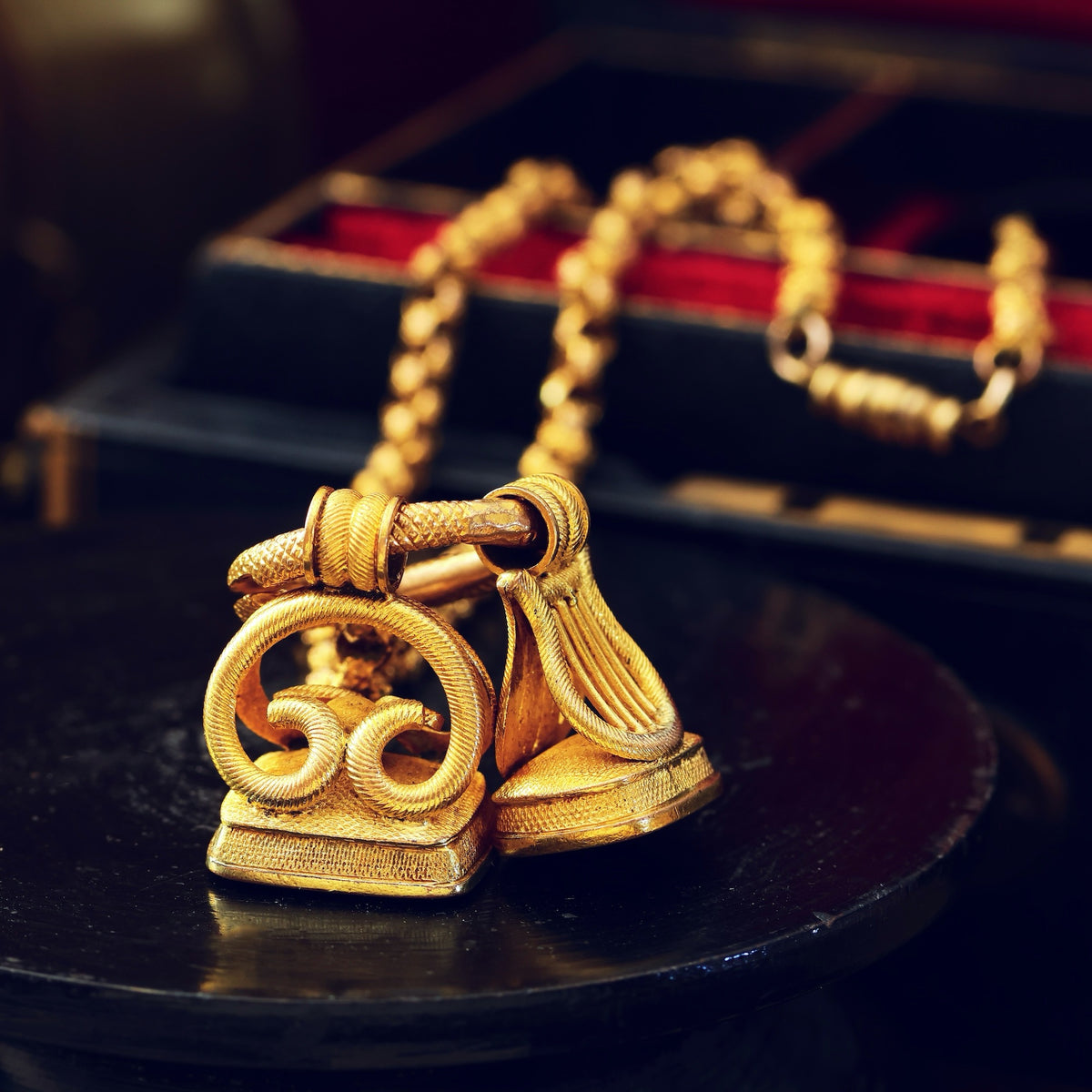 Statement HUGE Antique Georgian Fobs on Ouroboros Split Ring