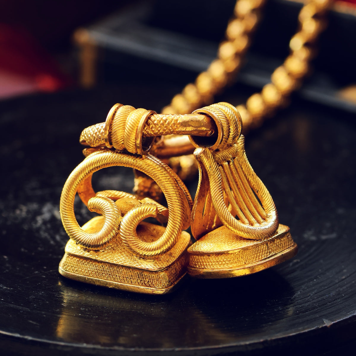 Statement HUGE Antique Georgian Fobs on Ouroboros Split Ring
