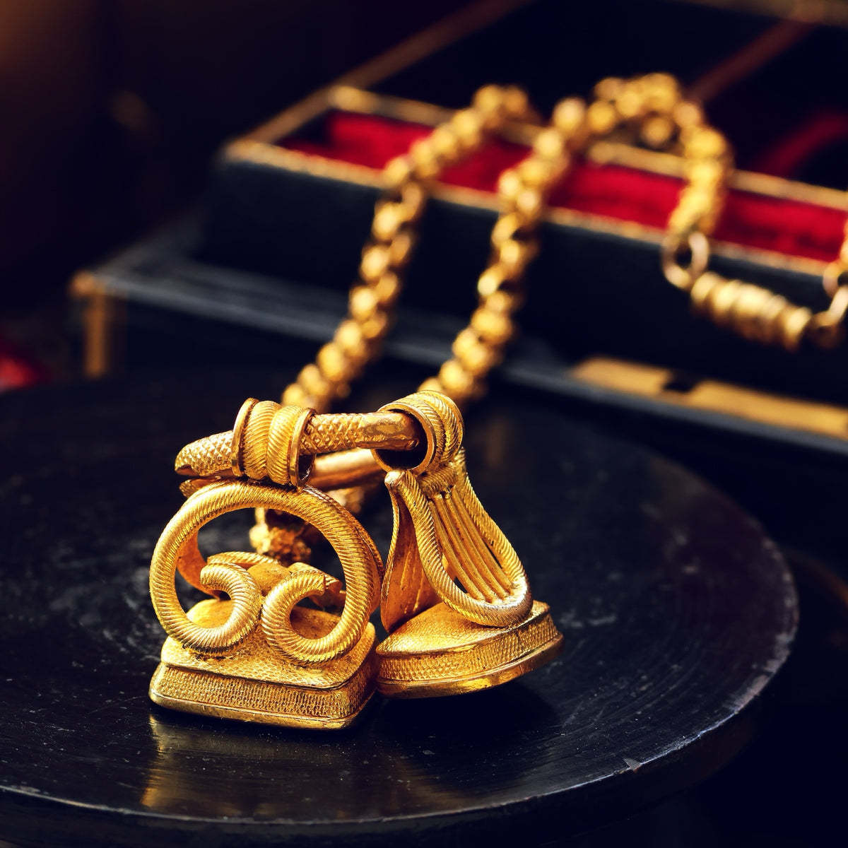 Statement HUGE Antique Georgian Fobs on Ouroboros Split Ring