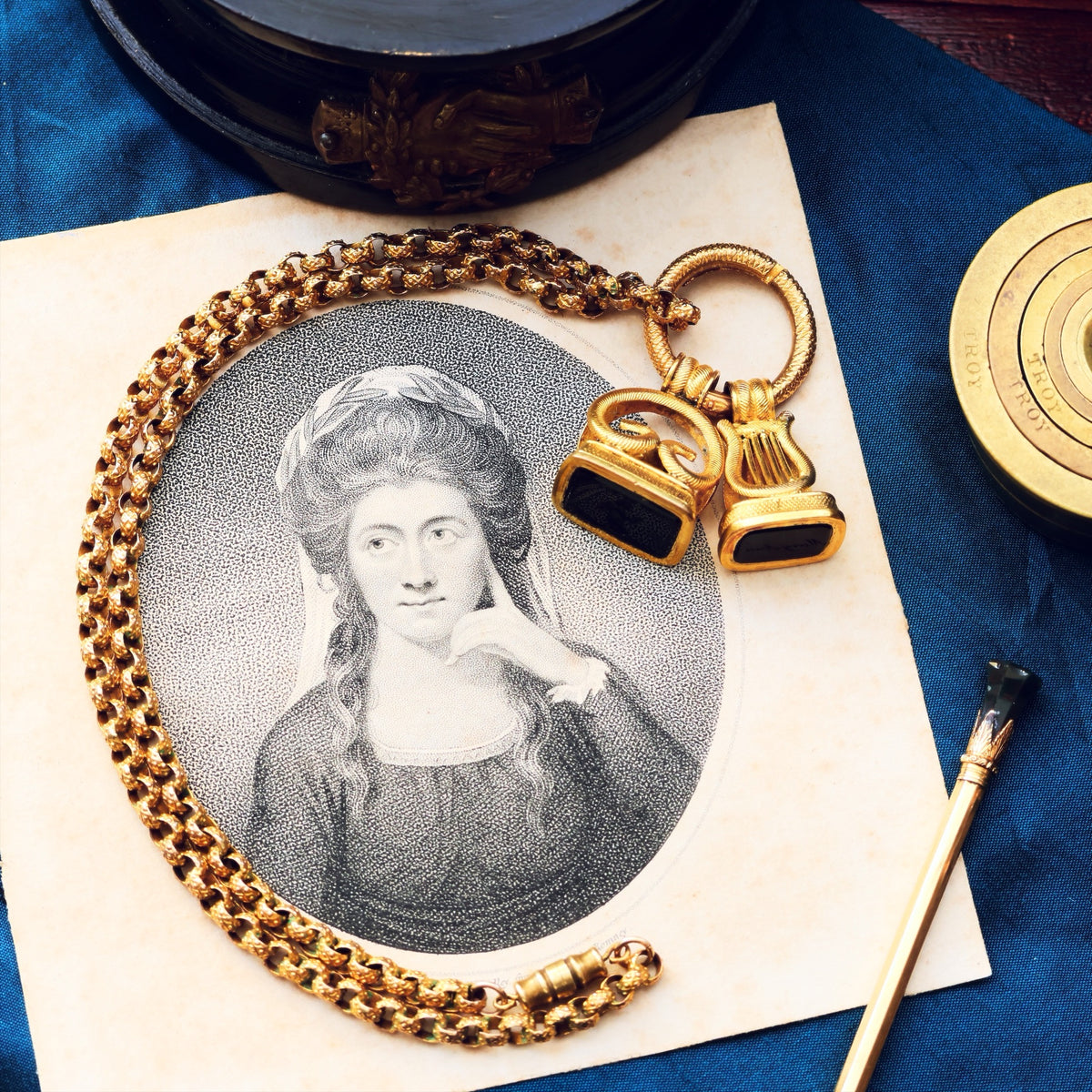 Statement HUGE Antique Georgian Fobs on Ouroboros Split Ring