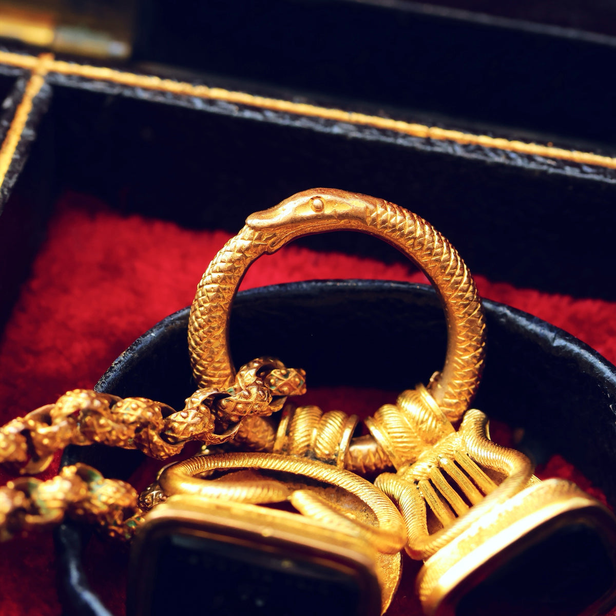 Statement HUGE Antique Georgian Fobs on Ouroboros Split Ring