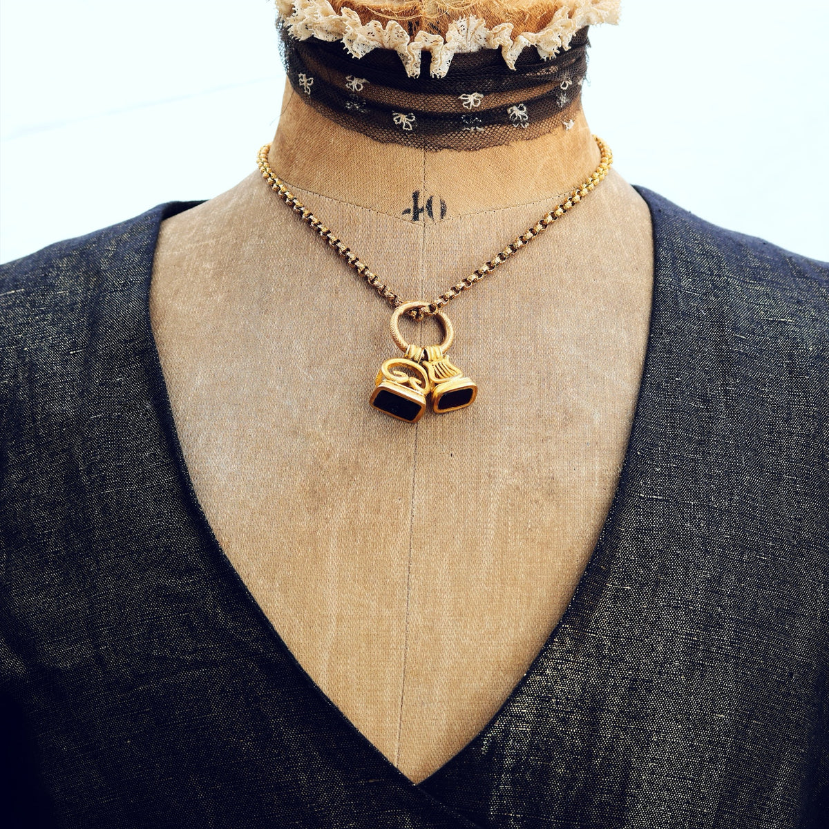 Statement HUGE Antique Georgian Fobs on Ouroboros Split Ring