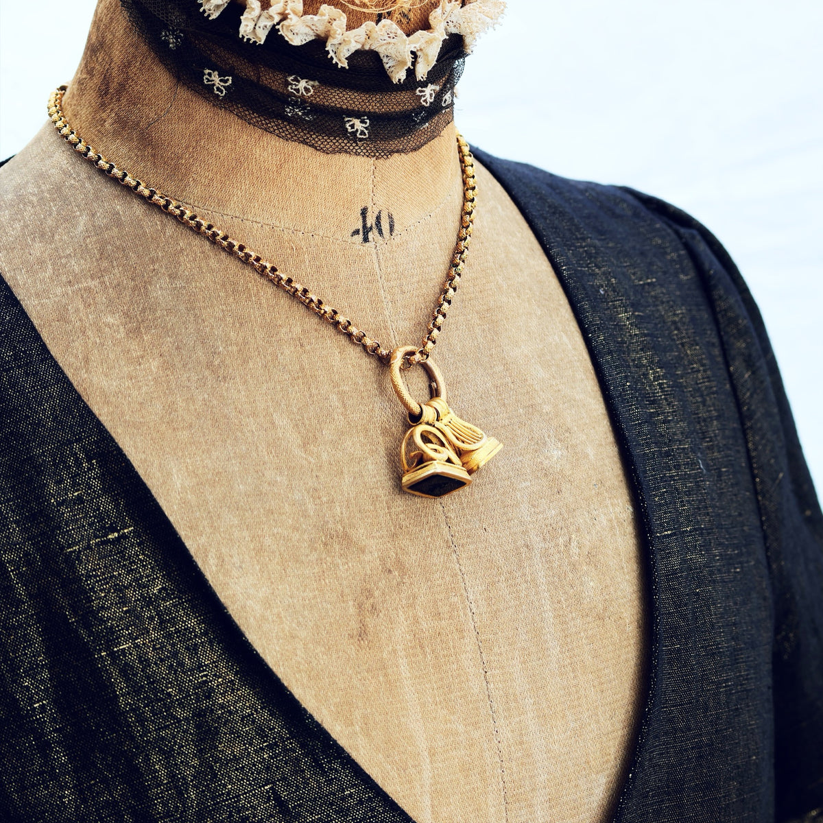 Statement HUGE Antique Georgian Fobs on Ouroboros Split Ring