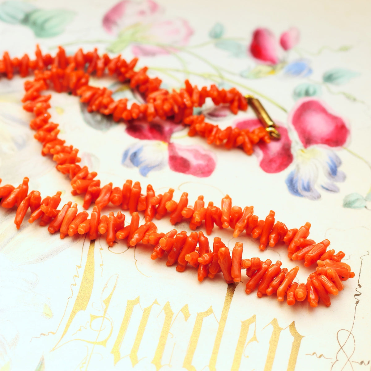 Fine Hand Carved Antique Georgian Coral Necklace