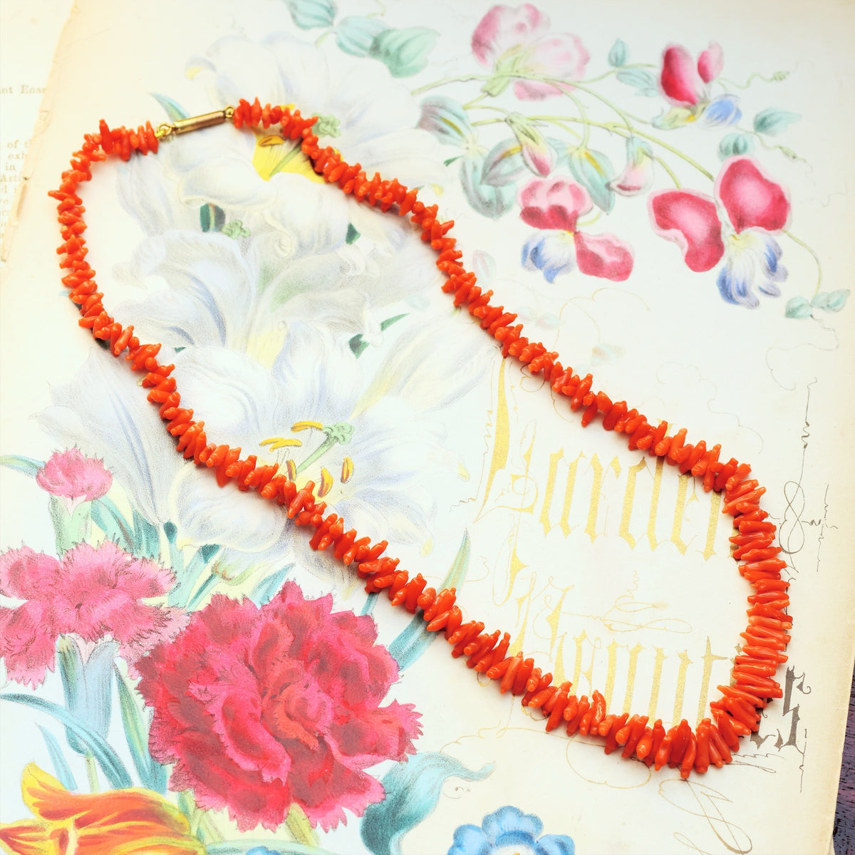 Fine Hand Carved Antique Georgian Coral Necklace