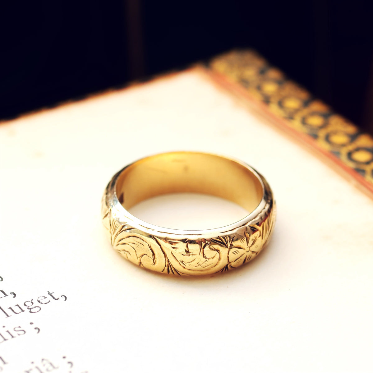 Beautiful Floral Date 1958 Size 'L' Wedding Ring