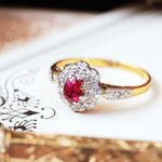 Vintage Ruby & Diamond Cluster Ring