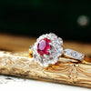 CUUUUTE!! Vintage Ruby & Diamond Cluster Ring