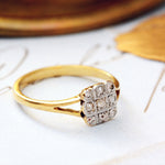 Vintage Art Deco Square Diamond Cluster Ring