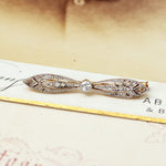 Sweetheart Vintage Diamond Bow Bar Brooch