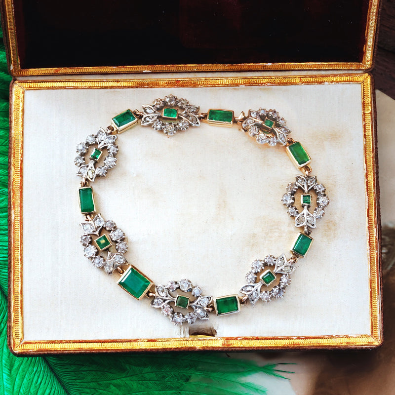 Oh Perennial Beauty! Antique Emerald & Diamond Bracelet