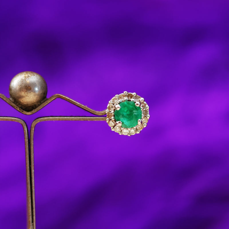 CUTE Emerald & Diamond Stud Earrings