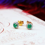 CUTE Emerald & Diamond Stud Earrings