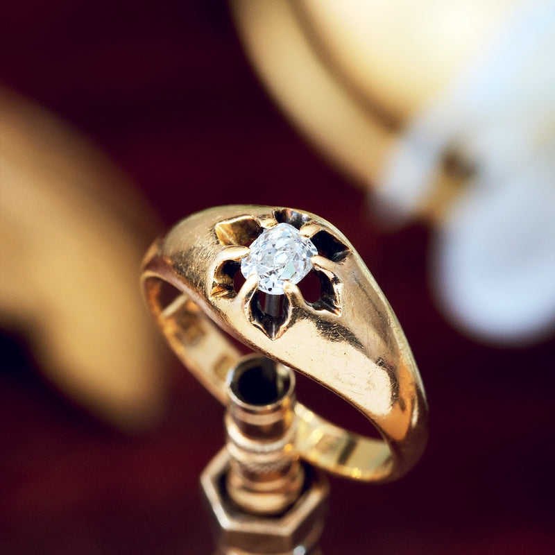Antique Date 1874 Victorian Diamond Solitaire Ring