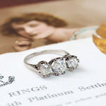 Superb 1.70ct Art Deco Platinum Diamond Trilogy Ring
