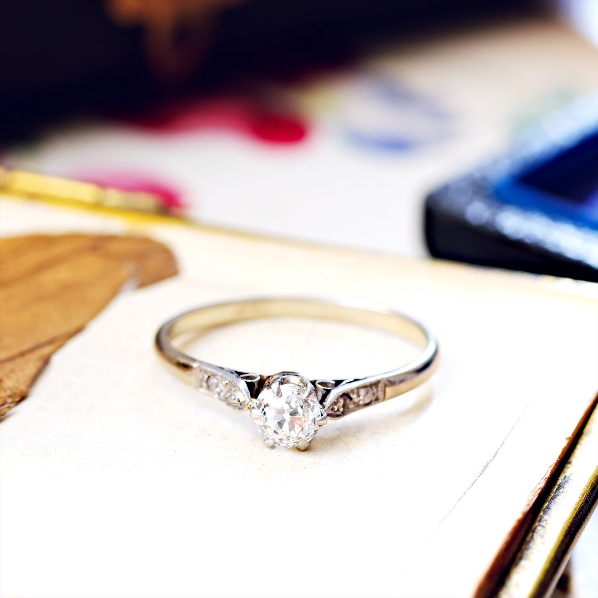 Recycled Old Hand Cut Diamond & Platinum Engagement Ring