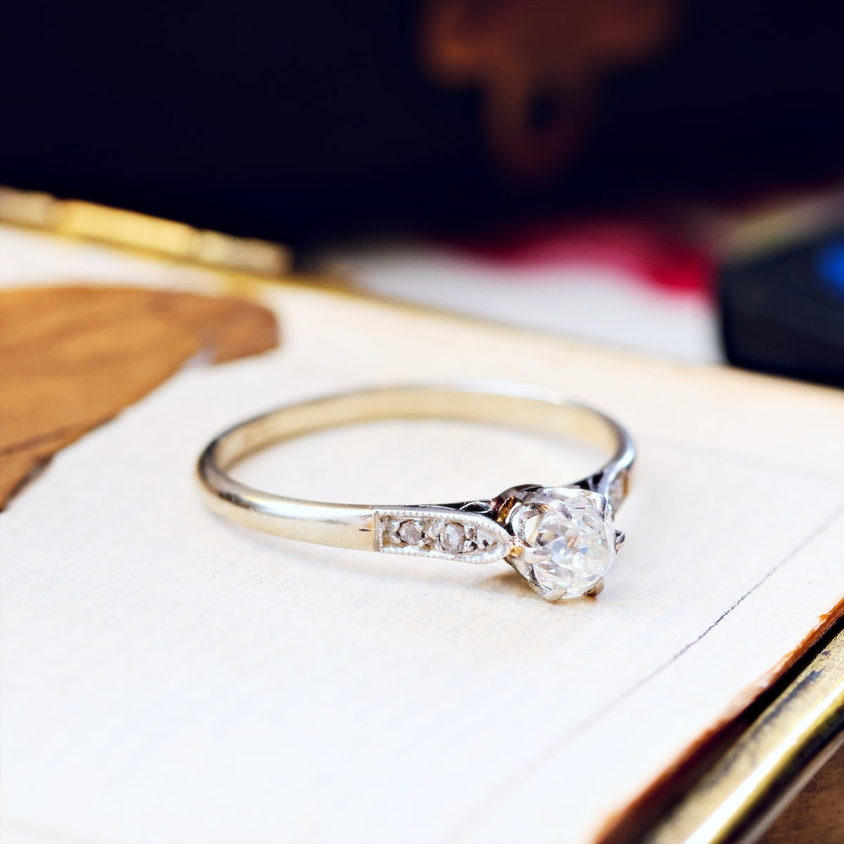 Recycled Old Hand Cut Diamond & Platinum Engagement Ring