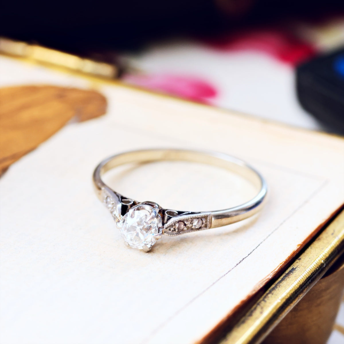 Recycled Old Hand Cut Diamond & Platinum Engagement Ring