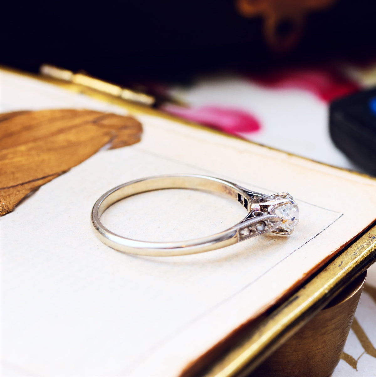 Recycled Old Hand Cut Diamond & Platinum Engagement Ring