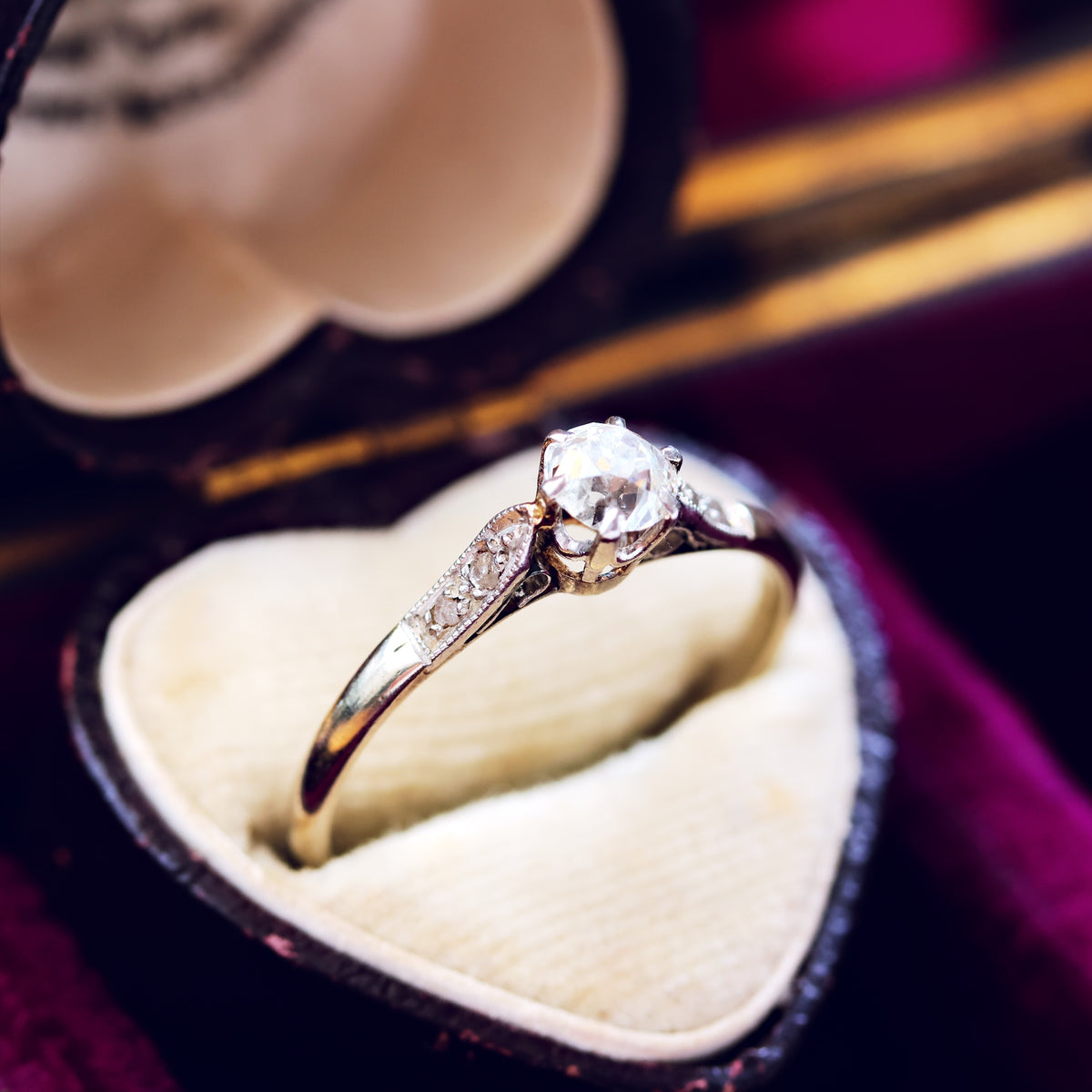 Recycled Old Hand Cut Diamond & Platinum Engagement Ring