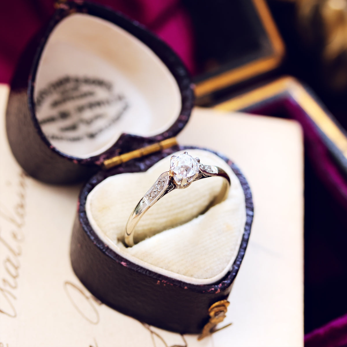 Recycled Old Hand Cut Diamond & Platinum Engagement Ring