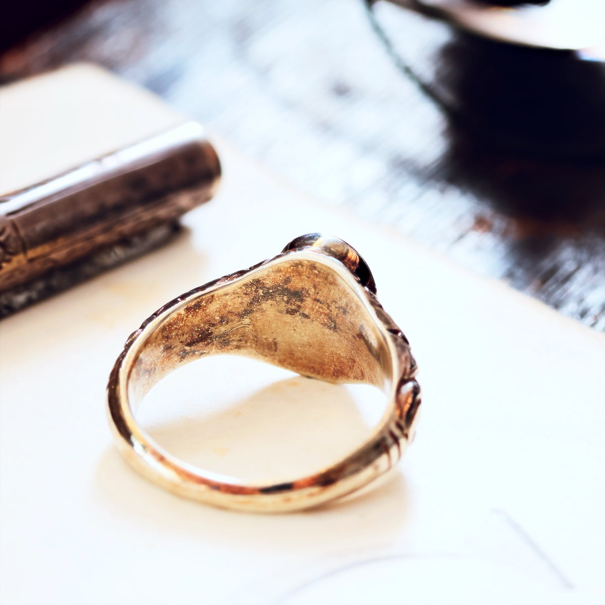 Ornate Rococo Recycled Silver Signet Ring